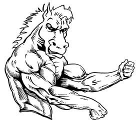 Weightlifting Horse Mascot Decal / Sticker 2