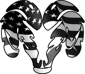 Black and White American Flag Ram Decal / Sticker 50