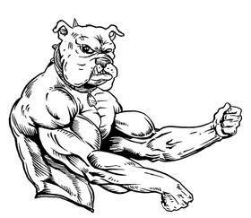 Weightlifting Bulldog Mascot Decal / Sticker 4