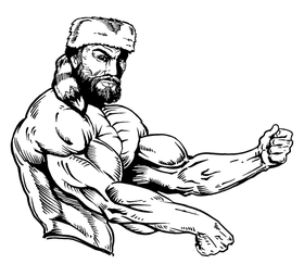 Weightlifting Frontiersman Mascot Decal / Sticker 4