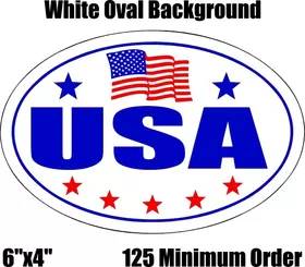 USA Country Oval Decal / Sticker With American Flag in BULK