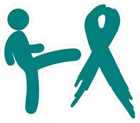 Kicking Ovarian Cancer's Ass Decal / Sticker 01