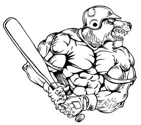 Baseball Batting Bear Mascot Decal / Sticker