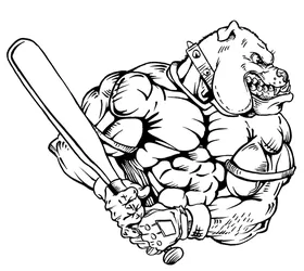 Baseball Bulldog Mascot Decal / Sticker 05