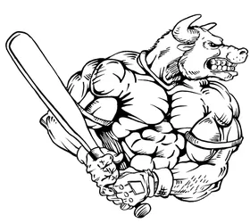 Baseball Bull Mascot Decal / Sticker 05