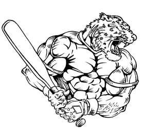 Baseball Leopard Mascot Decal / Sticker 4