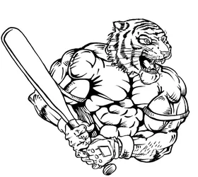 Baseball Tigers Mascot Decal / Sticker 2