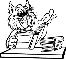 Bobcat Studying Mascot Decal / Sticker