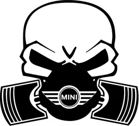 Mini Cooper Piston Gas Mask Skull Decal / Sticker 05