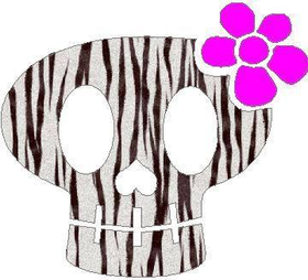 Flower Skull White Tiger Print Decal / Sticker 14