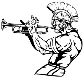 Trojans Mascot Playing Trumpet Decal / Sticker