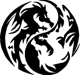 Yin Yang Dragon Decal / Sticker 07