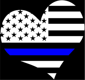 THIN BLUE LINE FLAG HEART DECAL / STICKER 19