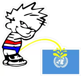 Z1 Pee on United Nations Flag Decal / Sticker