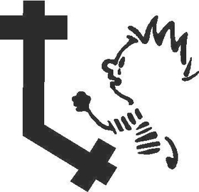 Boy Praying to Cross Decal / Sticker