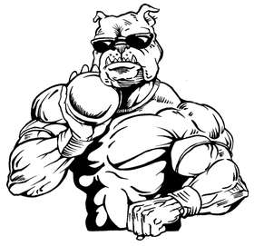 Shot Put Bulldog Mascot Decal / Sticker 2