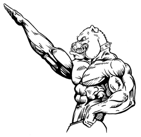 Weightlifting Bulldog Mascot Decal / Sticker 2