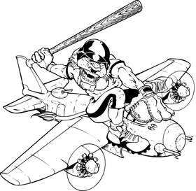 Lion on Airplane Baseball Mascot Decal / Sticker