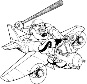 Pirate on a Plane Baseball Mascot Decal / Sticker