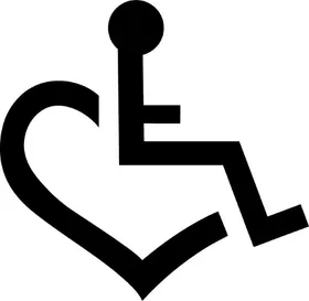 Wheelchair Heart Love Decal / Sticker 01