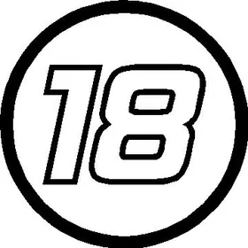 18 Race Number Hemihead Font Decal / Sticker