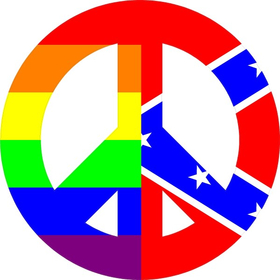 Peace Confederate and Rainbow Flag Decal / Sticker 05