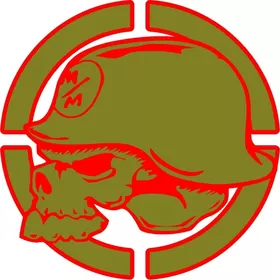Olive Green and Red Metal Mulisha Skull Decal / Sticker 15