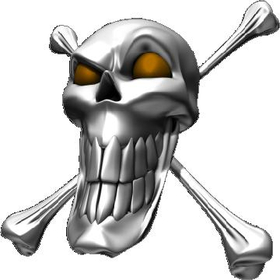 Orange Eyed Skull and Cross Bones Decal / Sticker