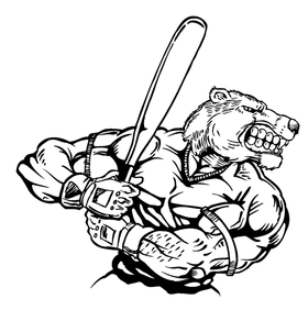 Baseball Batter Bear Mascot Decal / Sticker 04