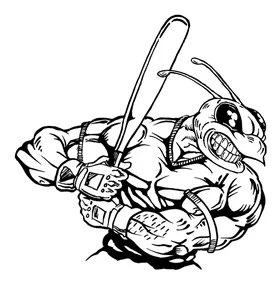 Baseball Batter Hornet, Yellow Jacket, Bee Mascot Decal / Sticker 04