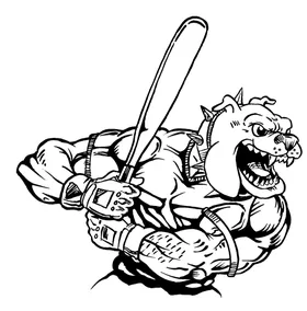 Baseball Bulldog Mascot Decal / Sticker 09