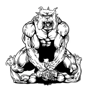 Wrestling Bulldog Mascot Decal / Sticker 1