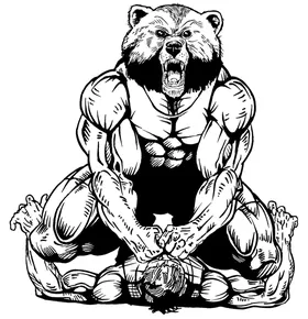 Wrestling Bear Mascot Decal / Sticker 01