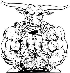 Weightlifting Bulls Mascot Decal / Sticker