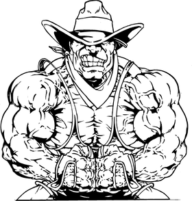 Weightlifting Cowboys Mascot Decal / Sticker