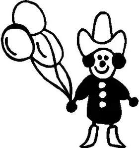 Balloon Cowboy Stick Figure Decal / Sticker