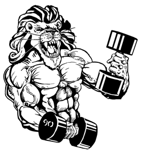 Weightlifting Lions Mascot Decal / Sticker 2