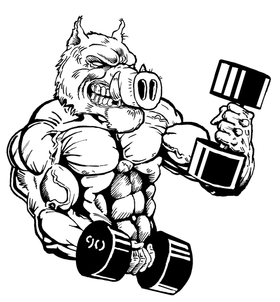 Weightlifting Razorbacks Mascots Decal / Sticker 1