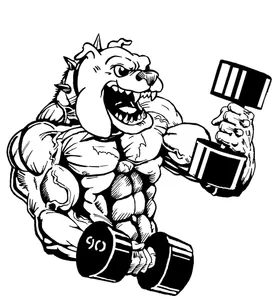Weightlifting Bulldog Mascot Decal / Sticker 5