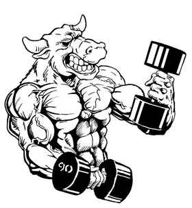 Weightlifting Bull Mascot Decal / Sticker 4