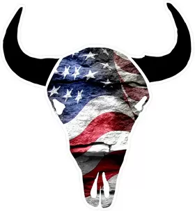 American Flag Bison Skull Decal / Sticker