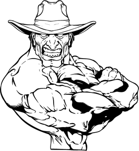 Weightlifting Cowboys Mascot Decal / Sticker