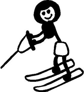 Water Ski Girl Stick Figure Decal / Sticker 01