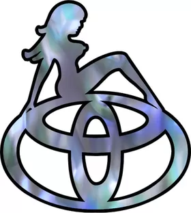 Blue Abalone Girl on Toyota Logo Decal / Sticker 09