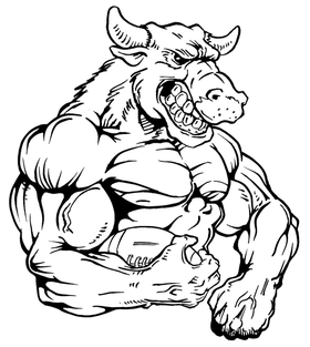 Football Bull Mascot Decal / Sticker 04