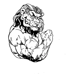 Lions Weightlifting Mascot Decal / Sticker 02