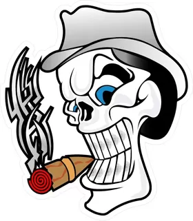 Smoking Skull Decal / Sticker 01