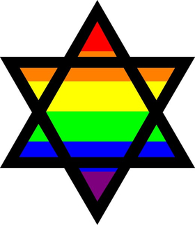 Rainbow LGBT Flag Star of David Decal / Sticker 23
