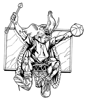 Basketball Elephants Mascot Decal / Sticker 1