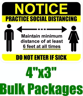 BULK 4x3 Inch Practice Social Distancing Decal / Sticker 02